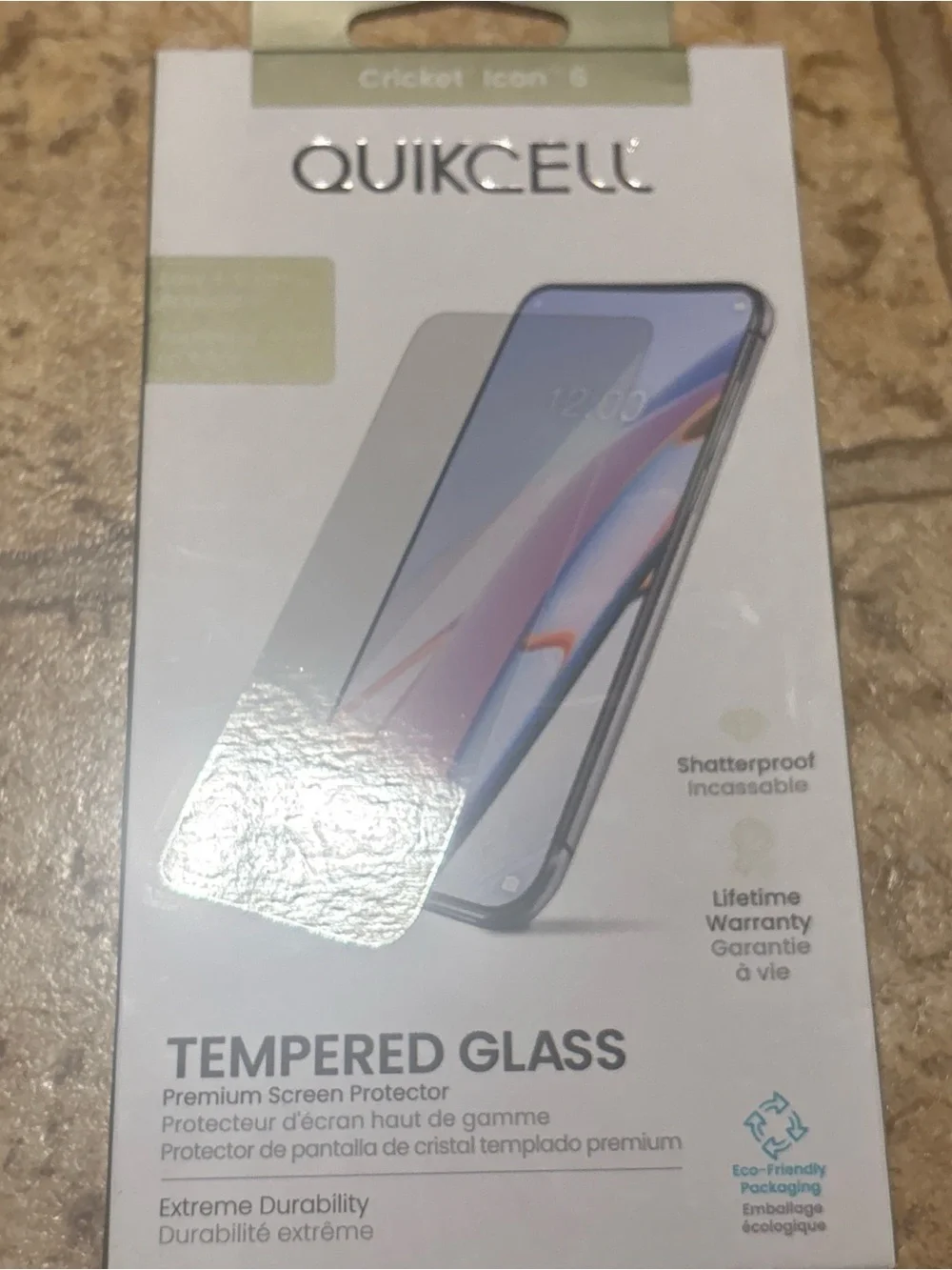 Tempered Glass Screen Protector for Cricket Icon 6 with Black & Pink Wallet